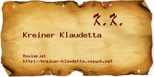 Kreiner Klaudetta névjegykártya